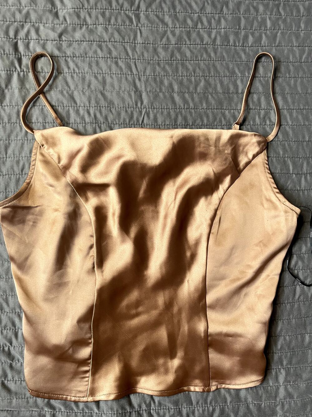 Ro & De Satin Cowl Neck Tank Top Cropped Size M